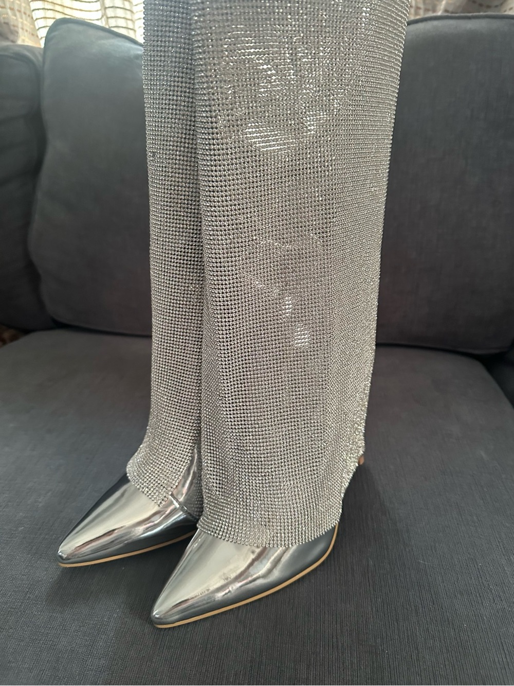 Cape Robbin Shiny Silver Pointed-Toe Stiletto Heels - Picture 4 of 10